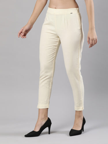 Straight Pant | Breathable Cotton, Side Zip and Button Cream Hover