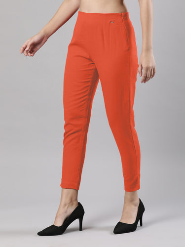 Straight Pant | Breathable Cotton, Side Zip and Button Ruskit Orange Hover