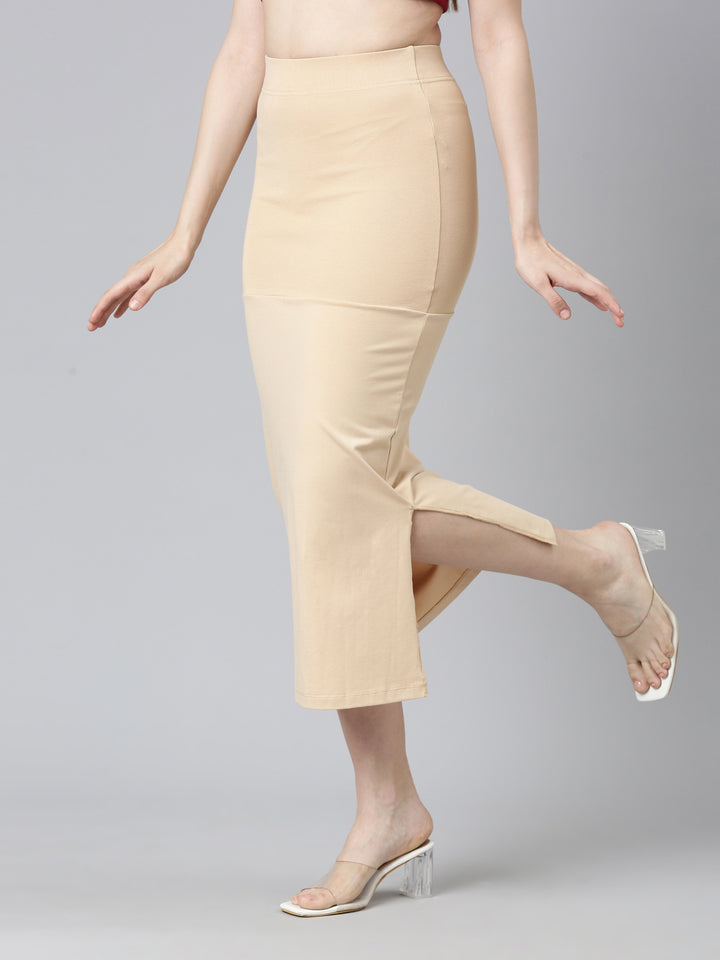 Women's Saree Shapewear, Cotton, Side Slit, Elastic Waist