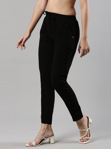 Relaxed Fit Pant | Soft Rayon, Drawstring Waistband, 2 Pockets Jet Black Hover