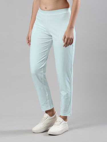 Women's Trouleg, Cotton Fabric with Elastic Waistband and Zip Pockets Aqua Hover