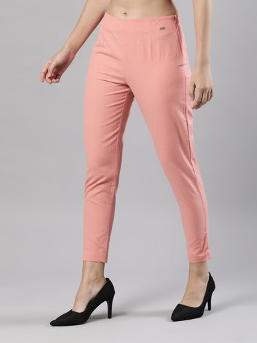 Straight Pant | Breathable Cotton, Side Zip and Button Rose Hover