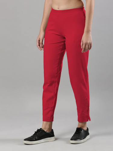 Women's Trouleg, Cotton Fabric with Elastic Waistband and Zip Pockets Queen Pink Hover