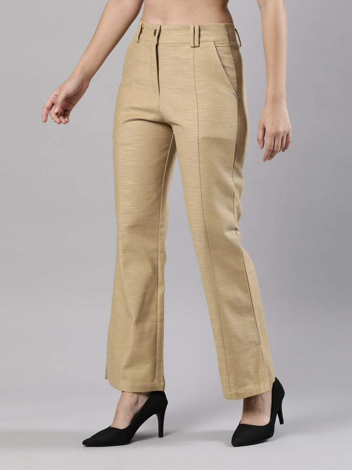 Women's Pants, Cotton Fabric with Zip Button Closure and Side Slit