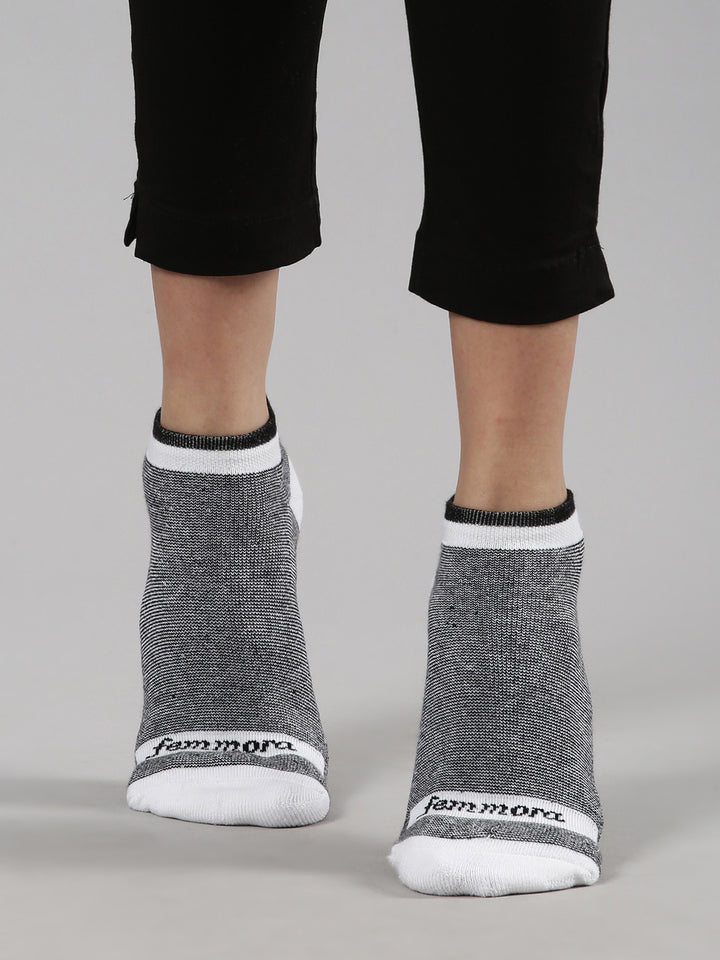 Women's Label-Free Towel Socks, Stretch Cotton Pack of 4
