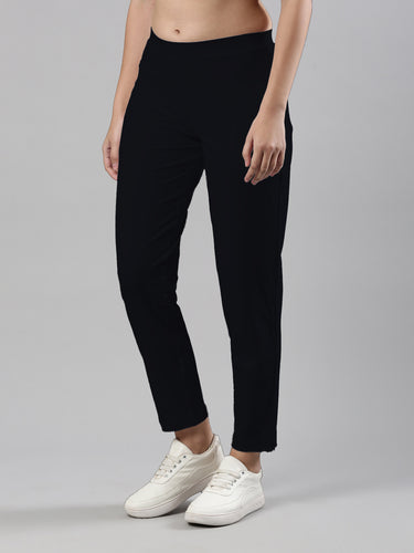 Women's Trouleg, Cotton Fabric with Elastic Waistband and Zip Pockets Navy Blue Hover