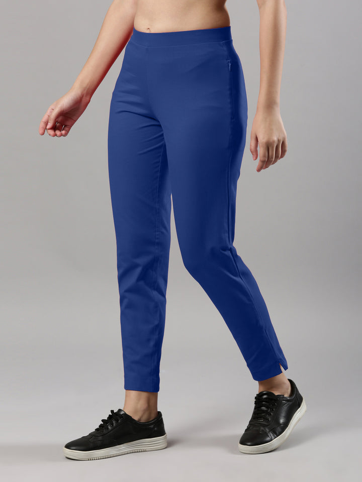 Women's Trouleg, Cotton Fabric with Elastic Waistband and Zip Pockets