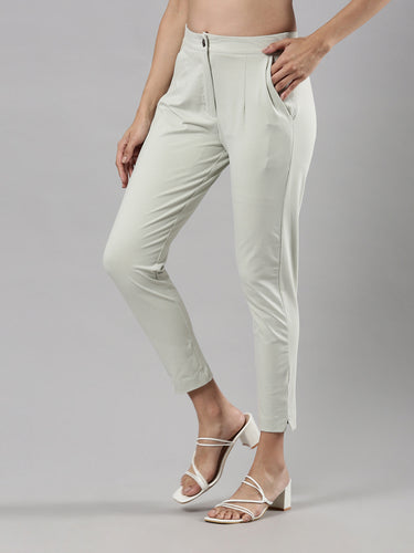 Women's Smart Pants, Cotton Fabric with Zip Button Closure and Pockets Hover