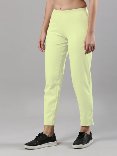 Women's Trouleg, Cotton Fabric with Elastic Waistband and Zip Pockets Frutta Green Hover