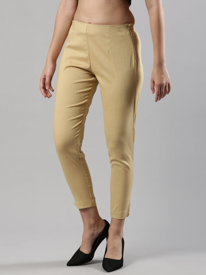 Women's Stretch Linen Pants, Cotton Fabric with Zip Button Closure Skin