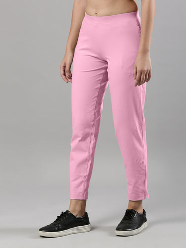 Women's Trouleg, Cotton Fabric with Elastic Waistband and Zip Pockets Princess Pink Hover