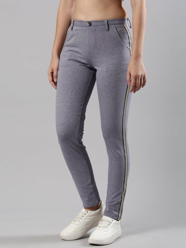 Women's Side Tape Jeggings, Poly Cotton with Elastic Waistband Blue Hover