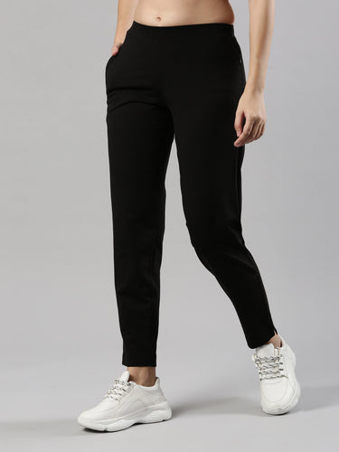 Women's Trouleg, Cotton Fabric with Elastic Waistband and Zip Pockets Jet Black Hover