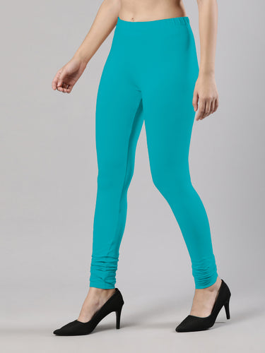 Body-Hugging Churidar Legging | Soft Cotton, Elastic Waistband Teal Hover