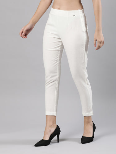 Straight Pant | Breathable Cotton, Side Zip and Button Off White Hover