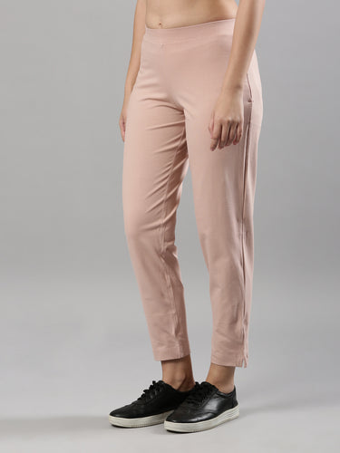 Women's Trouleg, Cotton Fabric with Elastic Waistband and Zip Pockets Dusty Rose Hover