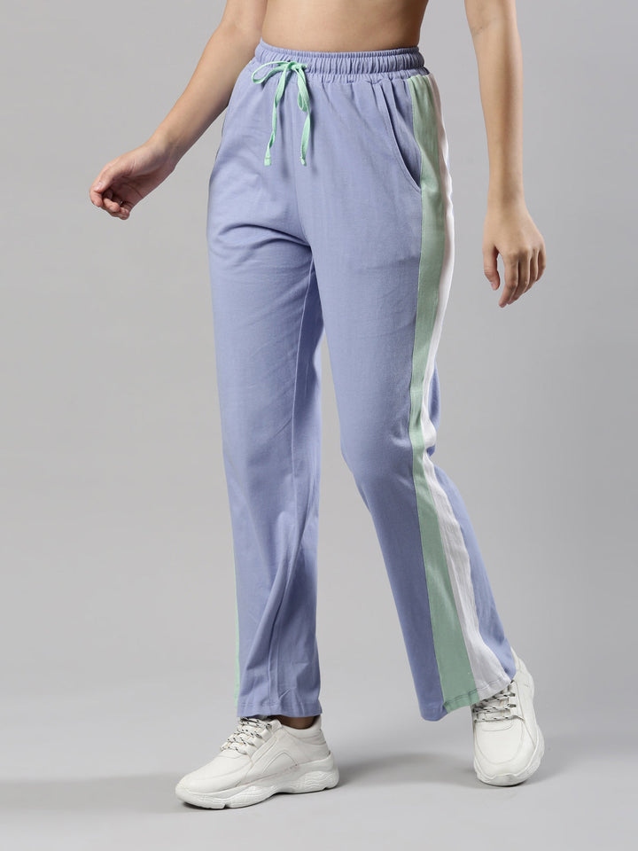 Women's Solid Track Pants, Cotton Fabric with Drawstring Waistband