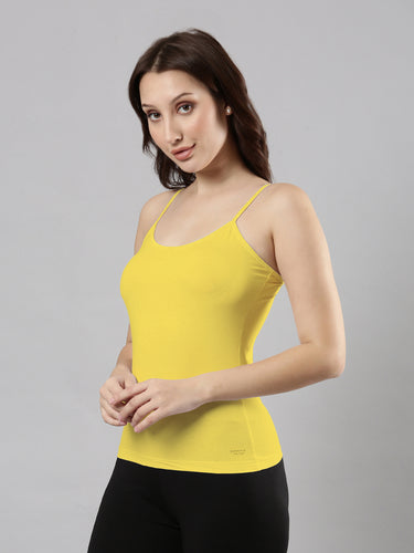 Women's Cotton Camisole with Adjustable Straps, Waist-Length Aspen Gold Hover