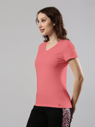 V Neck Half Sleeve T-shirt, Lightweight Cotton for Women Hover