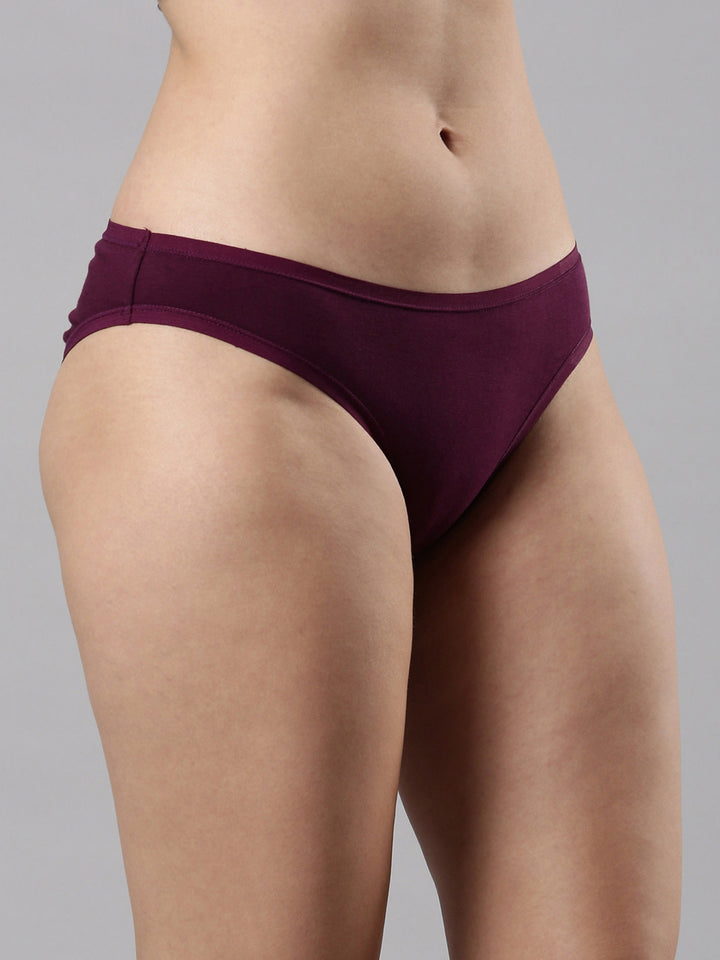 Women's Panty, Inner Elastic, Cotton, Body Hugging, Jade Green/Lush Plum/Black Pack of 3