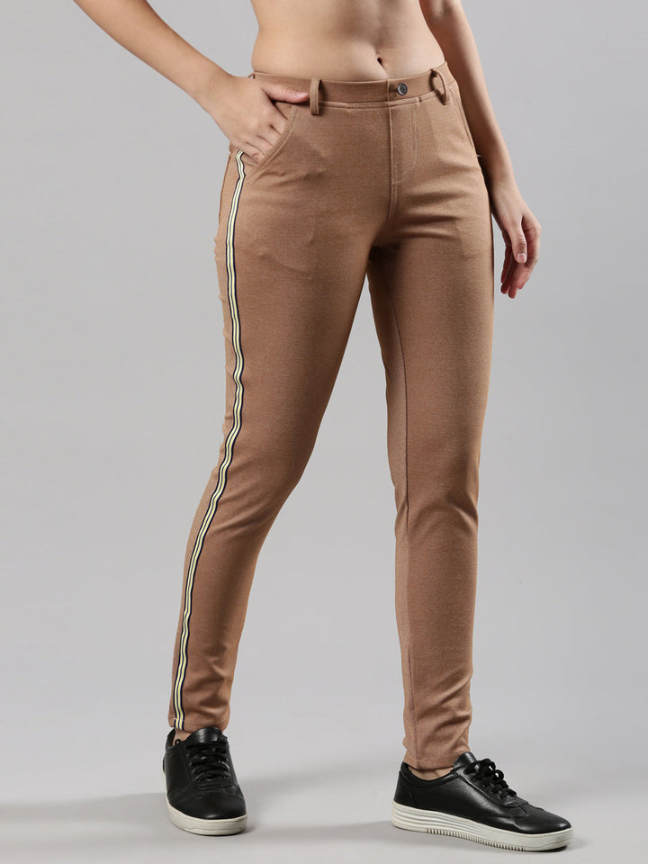 Women's Side Tape Jeggings, Poly Cotton with Elastic Waistband