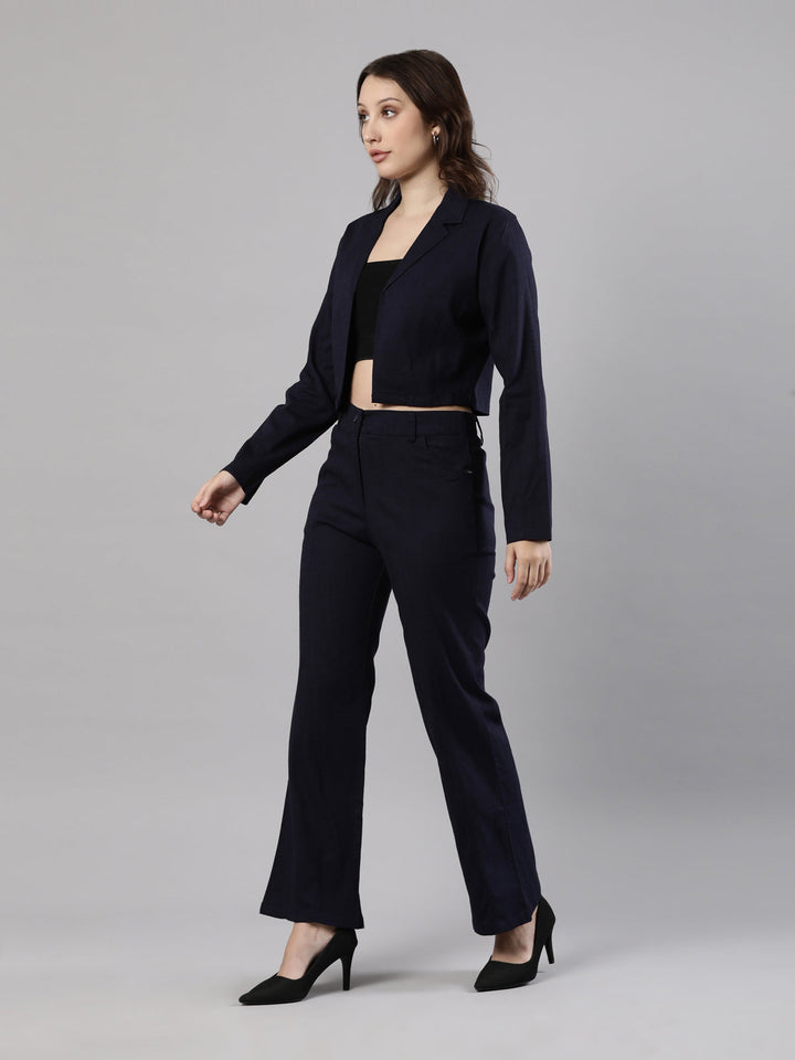 Crop Jacket and Pant Set, Cotton Fabric with Zip Button Closure
