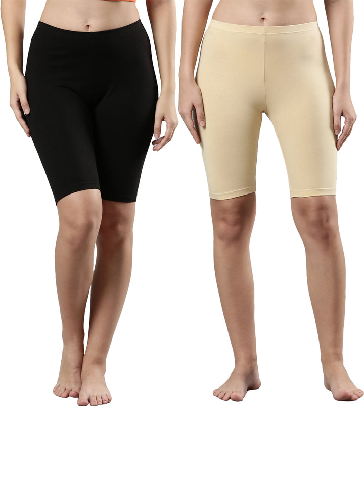 Knee Length Underskirt for Women in Black and Beige