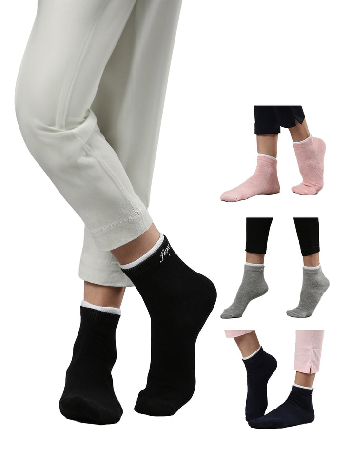 Women's Label-Free Ankle Socks, Stretch Cotton Pack of 4